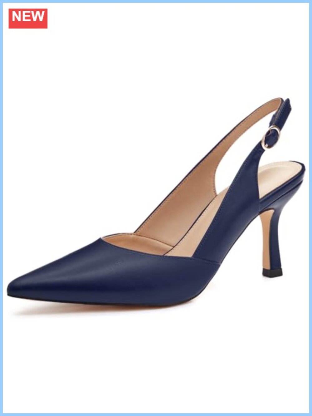 Faux Leather Slingback Kitten Heels Pointed Toe Pumps Wedding Party Shoes